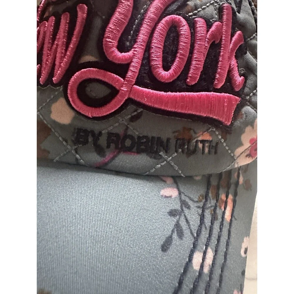 Robin Ruth‎ Floral Blue New York Baseball Hat Cap - Pattern Trim Bill Fashion
